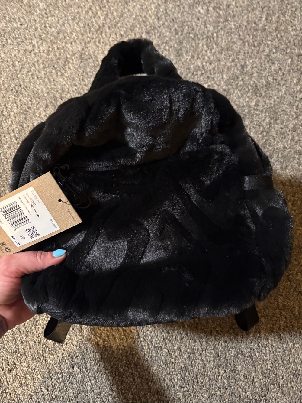Nike Black Faux Fur Mini Backpack